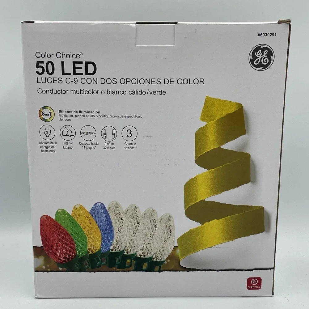 GE Color Choice 50-Count C9 32.6-ft Multicolor LED Christmas String Lights